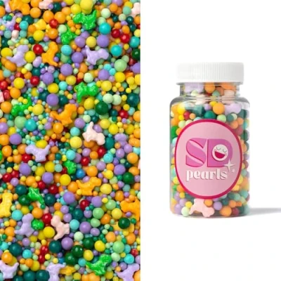 Abbildung von SD Pearls Zuckerstreusel,Bunter Streuselmix,Streudekor für Torten,Cupcakes,Zuckerwatte,Cake Pops und Desserts Zuckerstreusel Babypartys,Kindergeburtstagsfeiern (Mix „Kleiner Dinosaurier“, 100g)