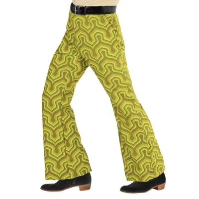 Abbildung von Widdmann Hippie Kostüm 70er Herrenhose Wallpaper, für Schlager und Mottopartys: bunte Schlaghose Männer im Stil