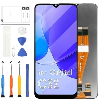Abbildung von Ersatz LCD Bildschirm für Oukitel C32, 16,6 cm (6,5 Zoll) Bildschirm, Digitizer, Sensor, Touch Display, Montage Kits, Schwarz ohne Rahmen