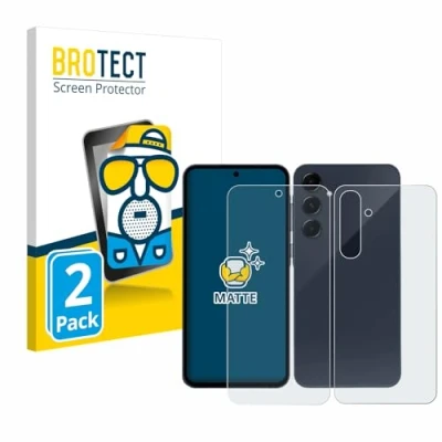 Abbildung von BROTECT Entspiegelungs Schutzfolie für Samsung Galaxy A55 5G (Display+Rückseite) (2 Stück) Matte Displayschutz Folie, Anti Reflex, Fingerprint