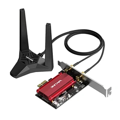 Abbildung von AX5400 WiFi 6E WLAN PCIe Karte für PC mit Bluetooth 5.3, WAVLINK 5378 Mbit/s Tri Band Karte, Intel Chip, WPA3, Magnetfußantennen Windows 11/10 (64 Bit) Desktop