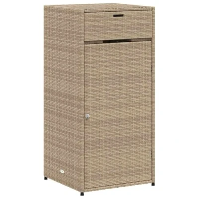 Abbildung von vidaXL Gartenschrank, Geräteschrank mit viel Stauraum, Beistellschrank Schrank Türen, Balkonschrank Terrassenschrank, Beige Poly Rattan
