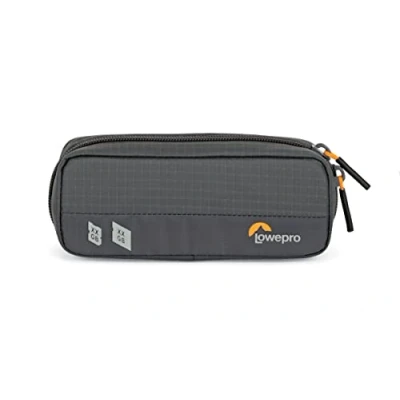 Abbildung von Lowepro GearUp Memory Wallet 20, Kompakter Speicherkarten Organizer für CF , XQD &amp; SD Karten, Tasche mit Doppeltem Reißverschluss, Hergestellt aus Recyclingmaterial, Grau
