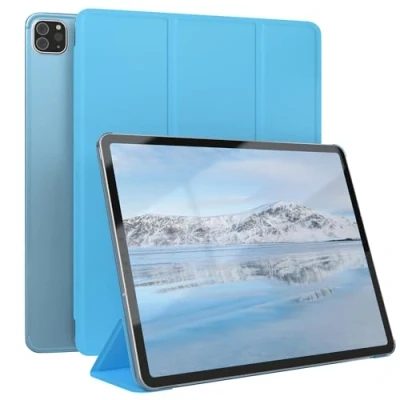 Abbildung von EAZY Case Schutzhülle mit Stifthalter für iPad Pro 12,9&quot; (2018/2020/2021/2022) Hülle Smart Cover Tablet Smartcase zum Aufstellen Klapphülle Standfunktion Sleep Wake Up Hell Blau