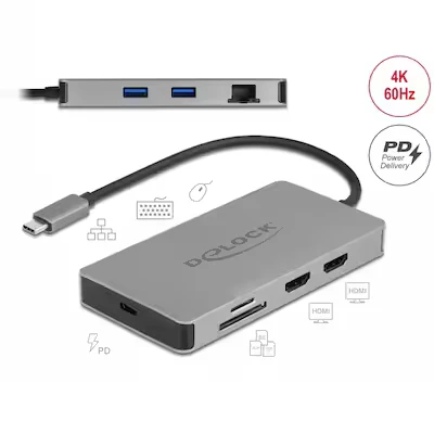 Abbildung von Delock USB Type C™ Dockingstation 4K Dual HDMI MST / 3.2 SD LAN PD 3.0