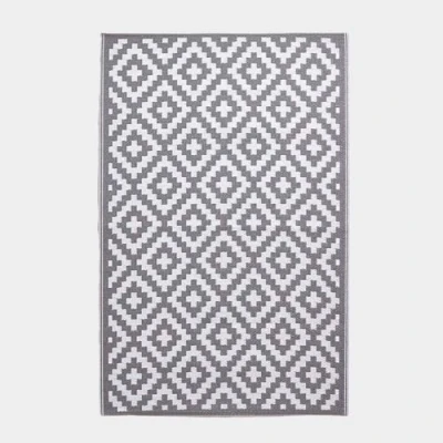 Abbildung von Homescapes Outdoor Teppich Zoe grau weiß 120x180 cm, wetterfester geometrisch Gemustert