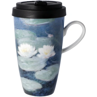 Abbildung von Goebel Coffee to go Becher &quot;Claude Monet &quot;Seerosen am Abend&quot;&quot;, aus Porzellan mit abnehmbarem Deckel, 500 ml