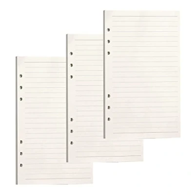 Abbildung von PALUDO 3 Packungen A6 Nachfüllpapier, 135 Blätter Papier Liniert, 6 Löcher Nachfülleinlagen Loose Notizpapier Refill Paper für Filofax Bullet Ringbücher Notizen Skizze