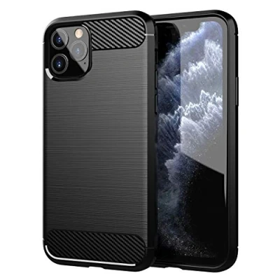 Abbildung von Cadorabo Hülle kompatibel mit Apple iPhone 11 PRO MAX Schutzhülle TPU Silikon Case Karbon Optik Slim Kratzfest Weiche Gummi Rundumschutz für in Schwarz