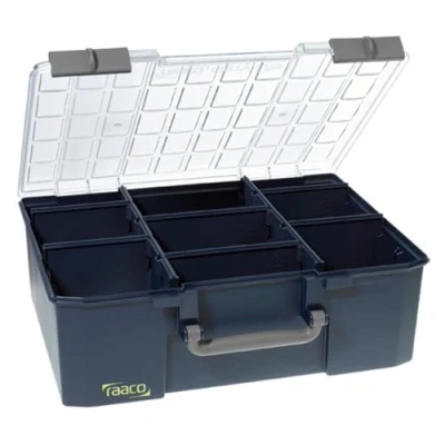Abbildung von raaco CarryLite 150 9, Werkzeugkasten, Blau, 20 kg, Scharnier, 413 mm, 330 mm
