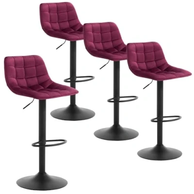 Abbildung von WOLTU 4er Set Barhocker Küchenstuhl Barstuhl mit Rückenlehne und Einstellgriff, höhenverstellbar &amp; 360 drehbar, Tresenhocker Bar Hocker aus hochwertigem Samt Metall, Bordeaux, BH273bd 4