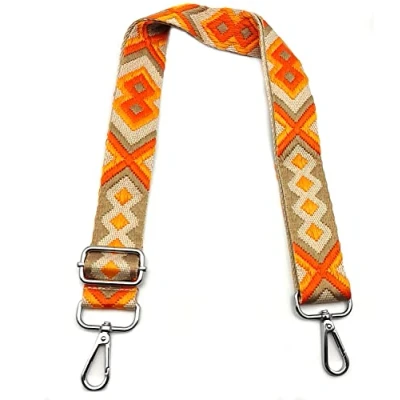 Abbildung von Schultergurt für Taschen Verstellbarer, Taschengurte zum Wechseln Khaki Orange 3.8cm Schulterriemen Breit mit Silber Karabiner, Umhängegurt Damen Handtaschen DIY, 10