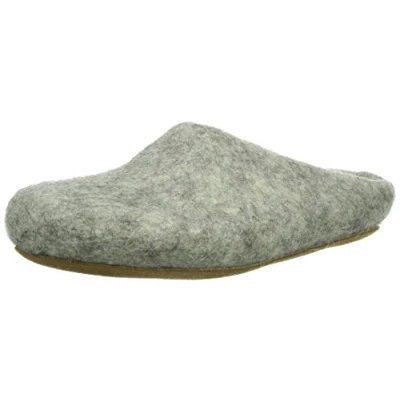 Abbildung von Magicfelt Filz Hausschuh AR 713 Damen &amp; Herren Pantoffeln Aus Wollen seltener Schafrassen anatomisch geformtes Fußbett rutschfeste Ledersohle Gotlandschaf Hellgrau 39