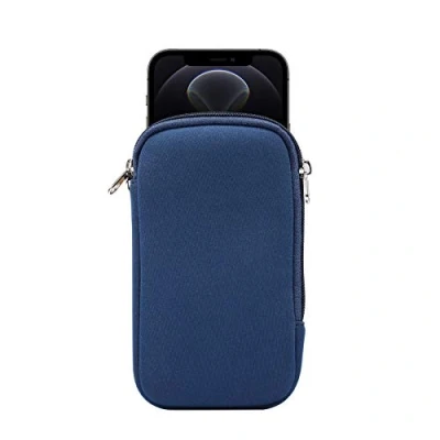 Abbildung von Neopren Handytasche Mesh Pocket Lanyard Hülle für iPhone 15 14 13 12 11 Pro X XS SE Samsung Galaxy S24 S23 S22 S21 S20 S10 S10e A01 Google Pixel 8 7a 5 4a 4 (M, Blau)