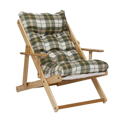 Abbildung von Sessel Relax Liegestuhl 3 Positionen in Holz Klapppolster H 100 cm Farbe als Foto (Scottish grün)