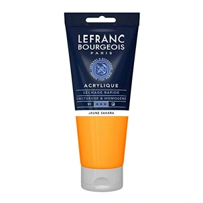 Abbildung von Lefranc Bourgeois 300440 Fine Acrylfarbe Saharagelb, 200ml Tube, cremige auf Wasserbasis, schnell trocknend, lichtecht, wasserfest