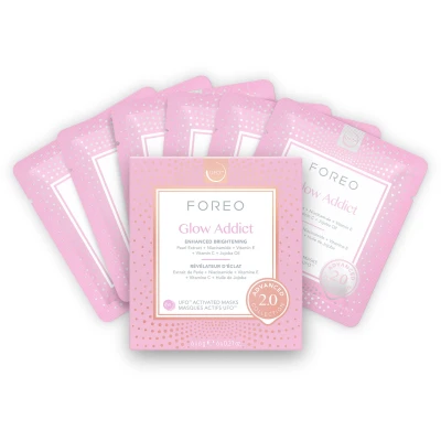 Abbildung von Glow Addict Advanced Collection 2.0 UFO aktivierte Gesichtsmaske Feuchtigkeitsspendendes Facial Beauty &amp; Pflege Vitamin C E Alle Hauttypen stumpfe Haut Anti Aging 6 Stk.