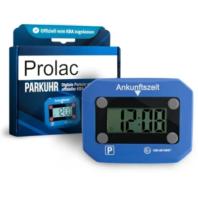 Abbildung von PROlac Elektronische Parkscheibe mit offizieller KBA Zulassung Intelligente elektrisch Digitale Auto Nachtmodus und Taktungseinstellung