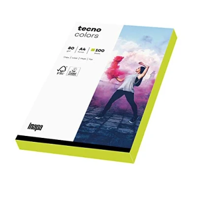 Abbildung von inapa farbiges Druckerpapier, buntes Papier tecno Colors: 80 g/m², A4, 100 Blatt, neon grün