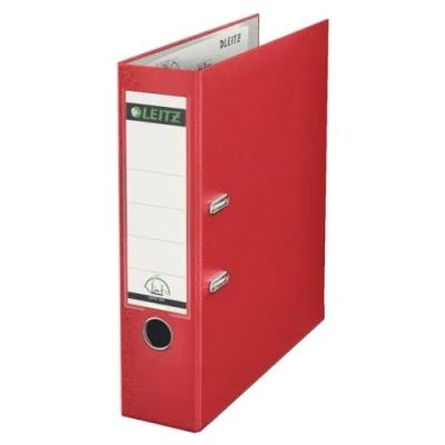 Abbildung von Leitz 1010 Aktenordner 180 Mechanismus A4 80 mm Rücken Plastikeinschub mit Etikette rot