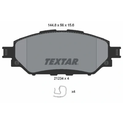Abbildung von TEXTAR 2123401 Bremsbelagsatz inkl. Verschleißwarnkontakt mit Zubehör TOYOTA: HILUX VIII Pickup, 8 Pritsche/Fahrgestell