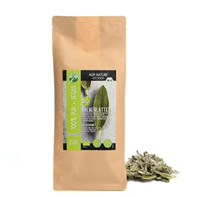 Abbildung von Bio Salbeiblätter ganz (250g), Salbei ganz, aus kontrolliert biologischen Anbau, schonend getrocknet, 100% rein und naturbelassen, Salbeitee, Blätter