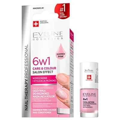 Abbildung von Eveline Cosmetics Nail Therapy Professional Konzentrierter 6 in 1 Farbnagel Conditioner, 5 ml, Shimmer Pink
