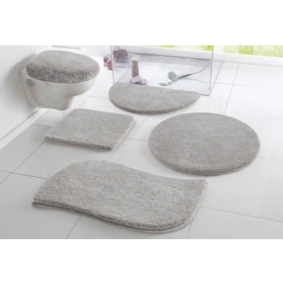 Abbildung von my home Badematte Merida, Höhe 32 mm, rutschhemmend beschichtet, fußbodenheizungsgeeignet, schnell trocknend, strapazierfähig, Kunstfaser, wellenförmig, Badteppich, Uni Farben, rechteckig, rund &amp; als 2 tlg. Set erhältlich