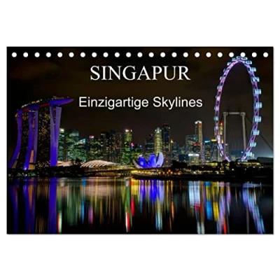 Abbildung von Singapur Einzigartige Skylines (Tischkalender 2025 DIN A5 quer), CALVENDO Monatskalender