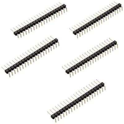 Abbildung von Delock Stiftleiste 20 Pin, Rastermaß 2,54 mm, 1 reihig, gewinkelt, 5 Stück