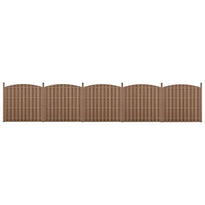 Abbildung von neu.holz WPC Gartenzaun mit Rundbogen und Pfosten 185x932cm Braun Sichtschutz Windschutz Lamellenzaun Zaun