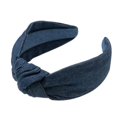 Abbildung von axy Haarreif mit Knoten aus Jeansstoff Wunderschön Damen Stirnband Haarschmuck Haarreifen HR35J (Dunkelblau)