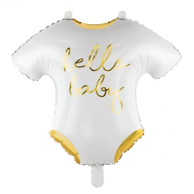 Abbildung von partydeco Luftballon, Folienballon Strampler / Hello Baby 51cm, weiß gold