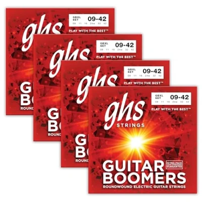 Abbildung von GHS Strings GBXL Gitarrensaiten für E Gitarre, extra leicht, vernickelt, 4 Stück (.009 .042)