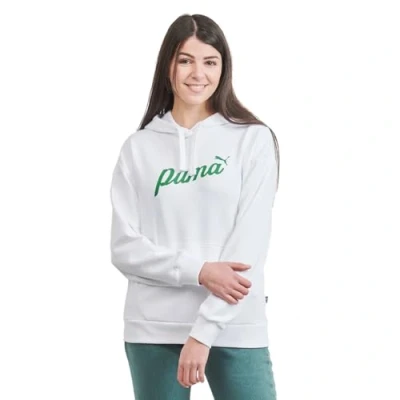 Abbildung von Puma Blossom Script Hoodie Sweatshirt, Damen, Größe: Small, White