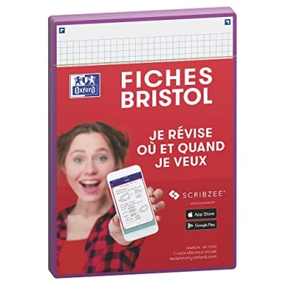 Abbildung von OXFORD Revision 2.0 Karteikarten, DIN A5 (14,8 x 21 cm), kleine Karos, Vorder / Rückseite, violetter Rahmen, 50 Stück