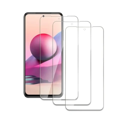 Abbildung von 3 Stück Schutzfolie Kompatibel mit Xiaomi Redmi Note 10 5G, 9H Härte Gehärtetem Glas, Anti Kratzer, Öl, Bläschen, Einfache Installation