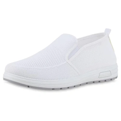 Abbildung von VAN HILL Herren Slip Ons Flach Strick Sportlich Schuhe 217327 Weiss 40