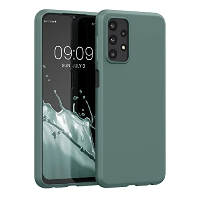 Abbildung von kwmobile Hülle kompatibel mit Samsung Galaxy A23 4G / 5G weiches TPU Silikon Case Cover geeignet für kabelloses Laden Blaugrün