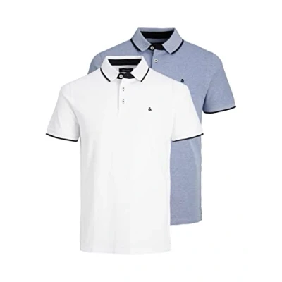 Abbildung von JACK &amp; JONES Herren JJEPAULOS Polo SS 2 Pack MP NOOS, 1x White/ Bright Cobalt, S