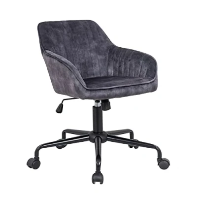 Abbildung von riess ambiente Drehstuhl TURIN dunkelgrau / schwarz, Büro · Samt Laufrollen höhenverstellbar Armlehne Home Office