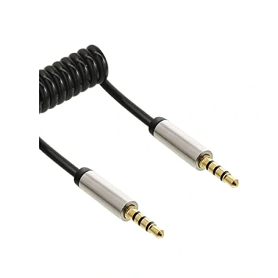 Abbildung von InLine 99274 Slim Audio Spiralkabel Klinke 3,5mm ST/ST, 4 polig, Stereo, 0,5m