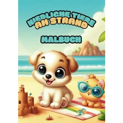 Abbildung von Niedliche Tiere am Strand Malbuch. Malbuch mit süßen und knuddeligen Tieren Strand. Spielerisches Ausmalen für Kinder ab 4 Jahre Taschenbuch