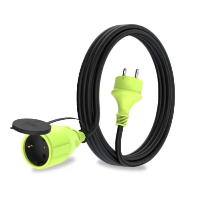 Abbildung von MutecPower 3m schuko Verlängerungskabel für den aussenbereich IP44 H05RR F3G 1,5mm² Outdoor verlängerung mit schutzkontakt buchse und Steckdose 3 Meter schwarz/grün