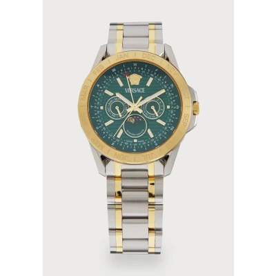 Abbildung von Versace Vgalaxy Moonphase Chronograph silvercoloured/goldcoloured, Herren, Größe: One Size, Silver coloured/gold coloured