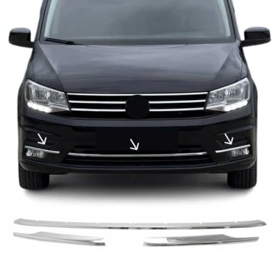 Abbildung von OMAC Kühlergrill Leisten Grillleisten kompatibel mit VW Caddy 2015 2020 Edelstahl Silber 3tlg