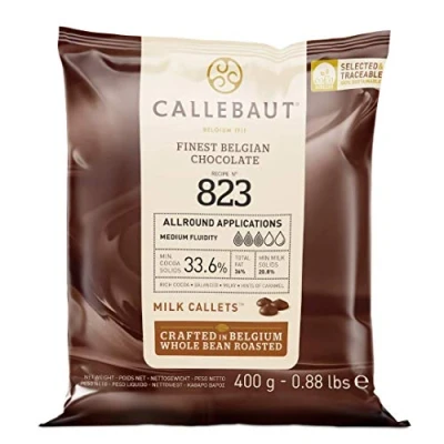 Abbildung von CALLEBAUT Receipe No. 823 Kuvertüre Callets, Vollmich Schokolade, 33,6% Kakao, 1 x 400G
