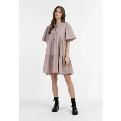 Abbildung von DREIMASTER Vintage Damen Kleid XL / Staubiges Rosa 100% Baumwolle