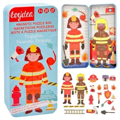Abbildung von Toydea Magnetspiel Puzzle Box Feuerwehrmann Fördert Motorik &amp; Fantasie Feuerwehr Spielzeug ab 3 Jahre, ideales Reisespiel für Kinder Geschenk Jungen Mädchen