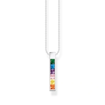 Abbildung von Thomas Sabo Damen Kette mit bunten Steinen Silber, aus 925er Sterlingsilber, Steinbesatz in Regenbogen Farben, Länge 45cm, KE2113 166 7 L45V